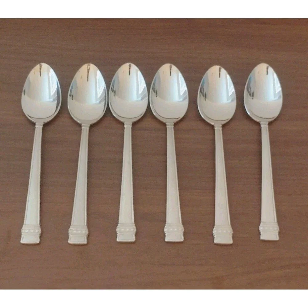 6 Lenox Hancock Frosted Teaspoon Stainless Millenium Flatware 18/8 Korea